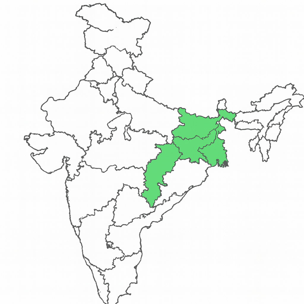India map with Bihar & Jharkhand highlighted
